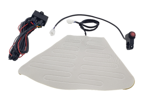 The image shows the seat heater for motorcycles, snowmobiles, e-bikes, and ATVs.