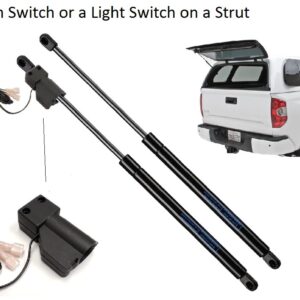 The image shows a pair of black electrical wires and a white truck for the strut switch.